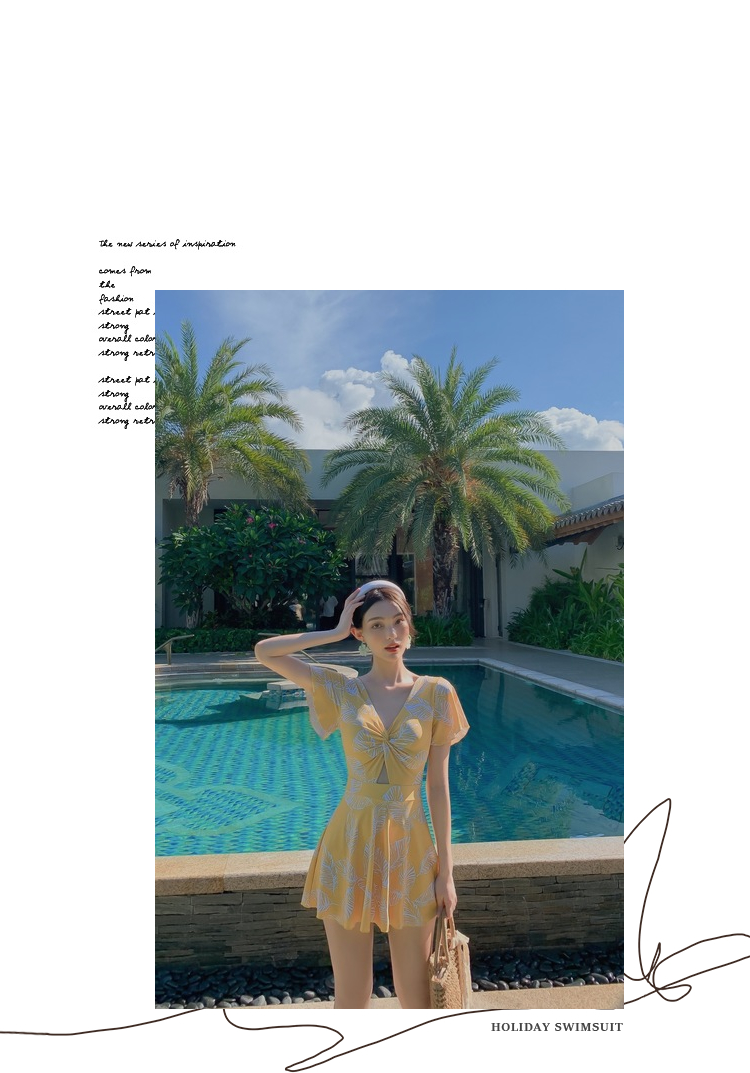 Yimeishan One-Piece Swimsuit for Girls, Plus Size, Slimming, 2026 New Style, Skirted Conservative Beach Vacation Swimwear, Hot Spring 10