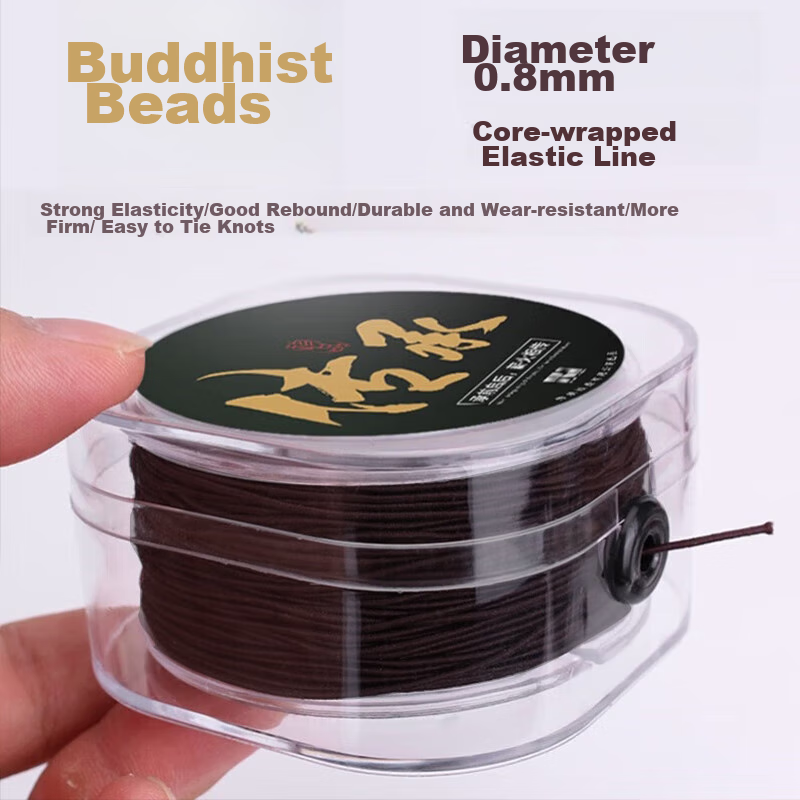 Dijing Elastic Cord Beaded String Flat Silk Crystal Bracelet Stretch Durable Wear-Resistant Cord for Buddhist Prayer Beads