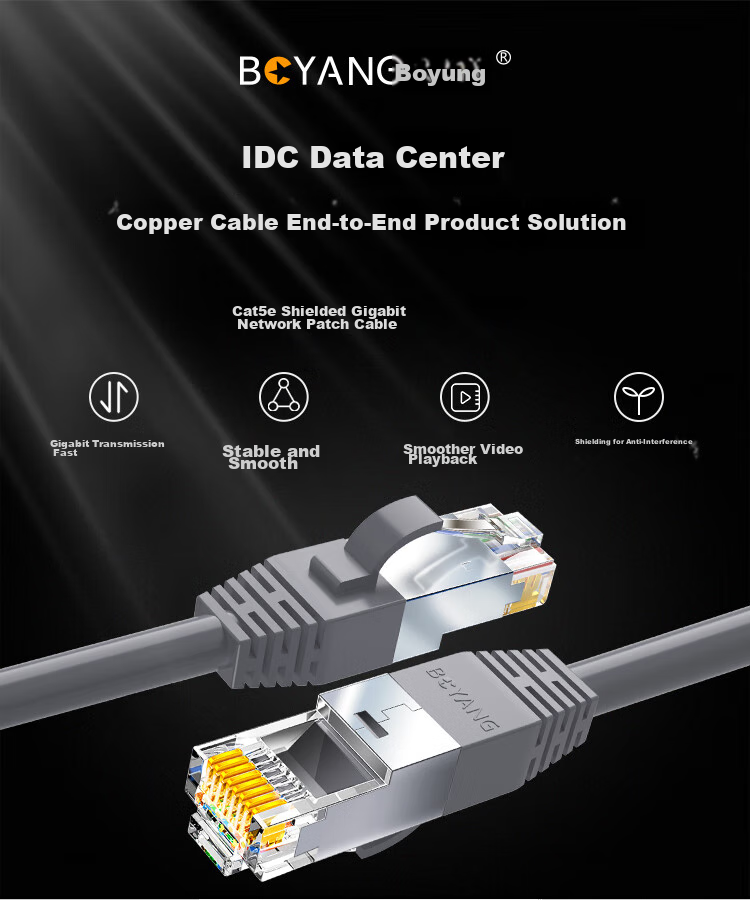 BOYANG , CAT5e Shielded Network Patch Cable, FTP Gigabit Ethernet Cable, Oxygen-Free Copper Twisted Pair, 18 Meters, Data Center And Home Installation Project Cable, Pre-Made Network Cable, Gray, BY-518HP 1