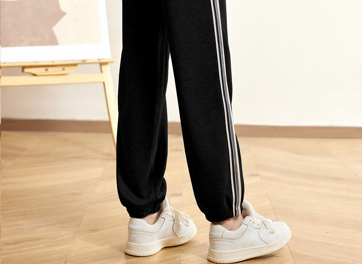 Halo Queen Women's Casual Pants, Spring And Autumn Side Striped Contrasting Color, Drawstring Elastic Waist, Summer Loose-Fitting Sweatpants, New Product H143R1011 44