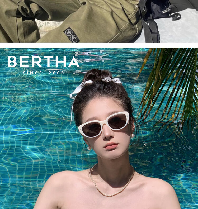 Bertha Women's Cat-Eye Sunglasses, High-End Look for Nearsighted People, UV Protection, Face-Shaping, Bare-Faced Beauty Enhancer 5