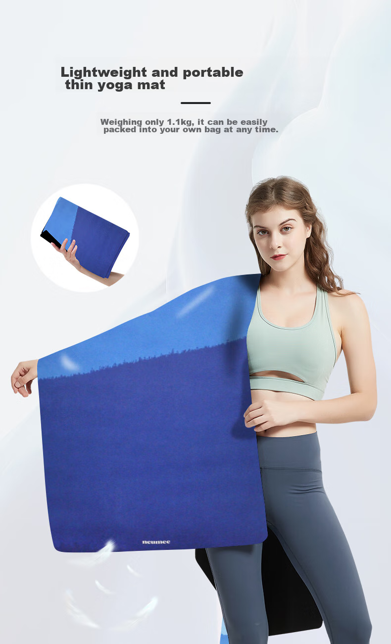 Neumee Professional Sweat-Resistant Non-Slip Home Durable Thin Wide Suede Natural Rubber Yoga Mat Towel Gift Mountain Range 4