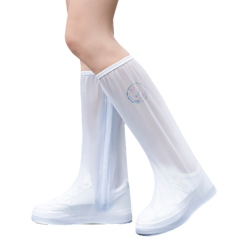 Huili Rain Shoe Covers for Men, Women And Children, Waterproof Non-Slip Water Shoes, Durable High-Top Beach Combing Rain Boots, Size 229 White M
