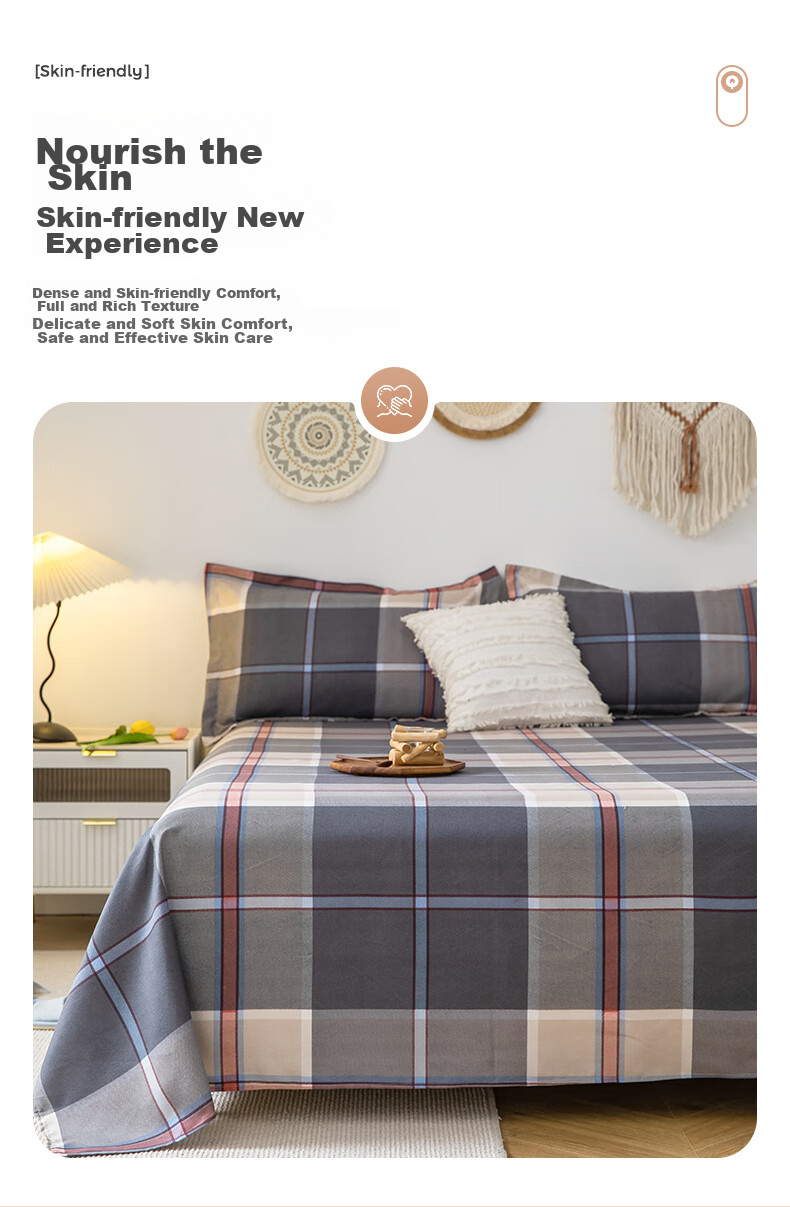 Grace 7A Antibacterial Bedsheet Single Piece, Brushed Single Mattress Cover Bedspread Bed Skirt, 2.3*2.5 Meters 5
