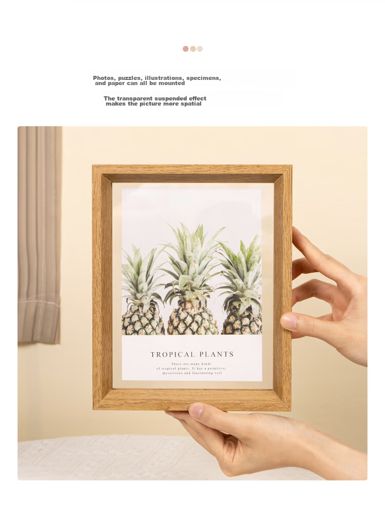 TIANSE 7-Inch Double-Sided Transparent Photo Frame, Plant Specimen Frame, Photo Book Frame, Paper-Cutting Frame, Double-Sided Transparent Glass Leaf Specimen Frame, Display Stand, Embossed Showcase Frame TS-6507 2