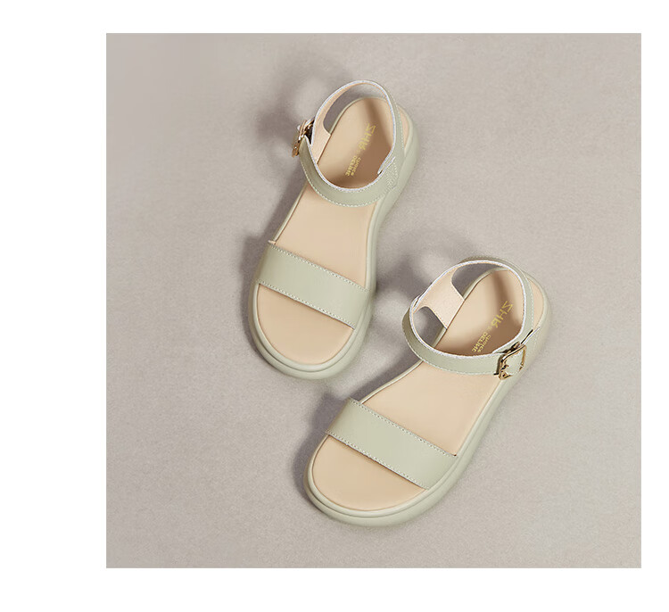 ZHR Women's Summer Sandals 2026 New Thick Sole One-Strap Beach Roman Slippers M561 Apricot Size 35 25