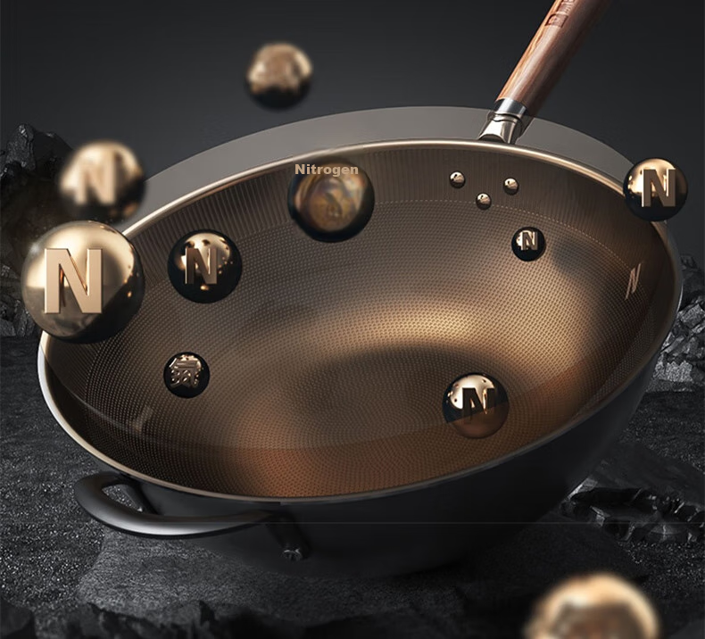 Kobach Wok Iron Pan Non-Stick Frying Pan, Uncoated Bionic Non-Stick Iron Pan, Suitable for Stove, 32cm 13