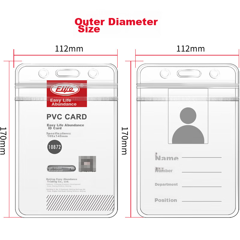 Elifo Transparent ID Holder Work Badge Card Sleeve Employee Tag Lanyard Name Tag Card Holder Chest Card Factory Tag Student Employee School Card ID Badge Entry/Exit Permit Student ID Meal Card Work Card with Strap 2