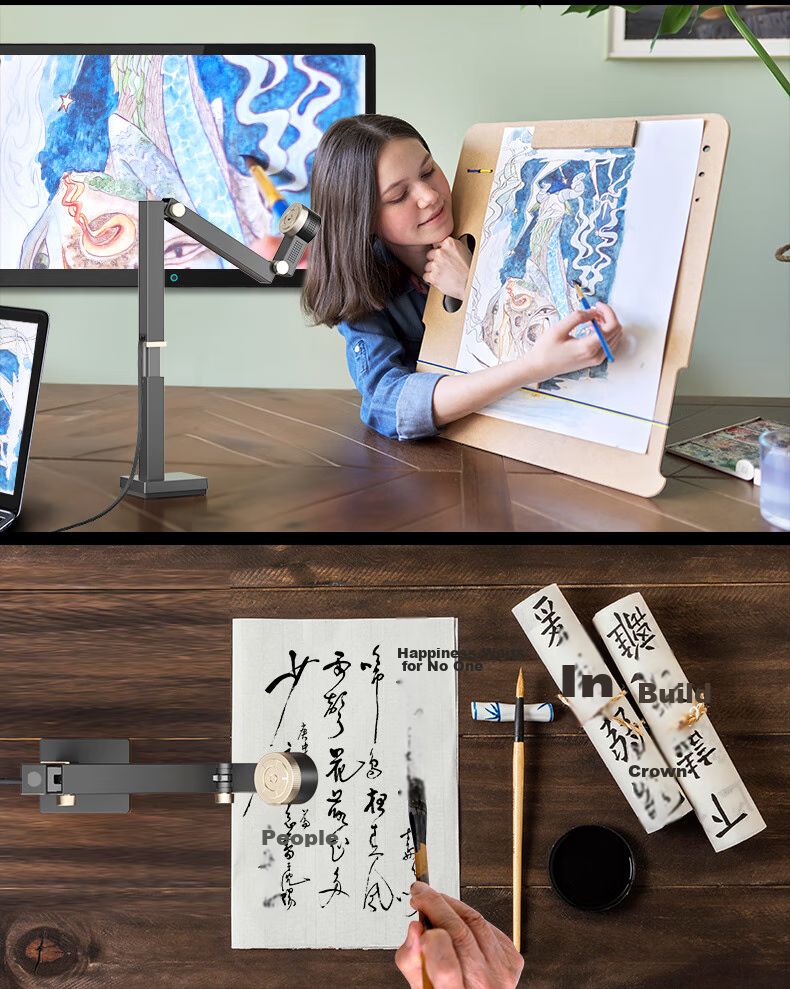 CZUR FancyS Video Display Stand for Online Classes, Calligraphy And Painting Training with Microphone, Recording, Video, Photo Capture for Live Lessons, Object Projection, 4K Capture A3/A4 4