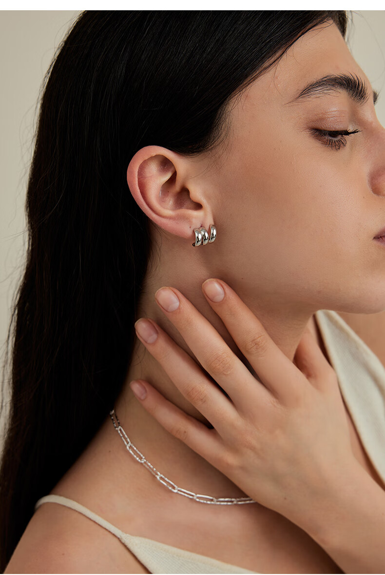Arsis Free-Style Three-Ring Small Stud Earrings, Women's Original Design, Birthday Gift for Girlfriend, Gold Color 3