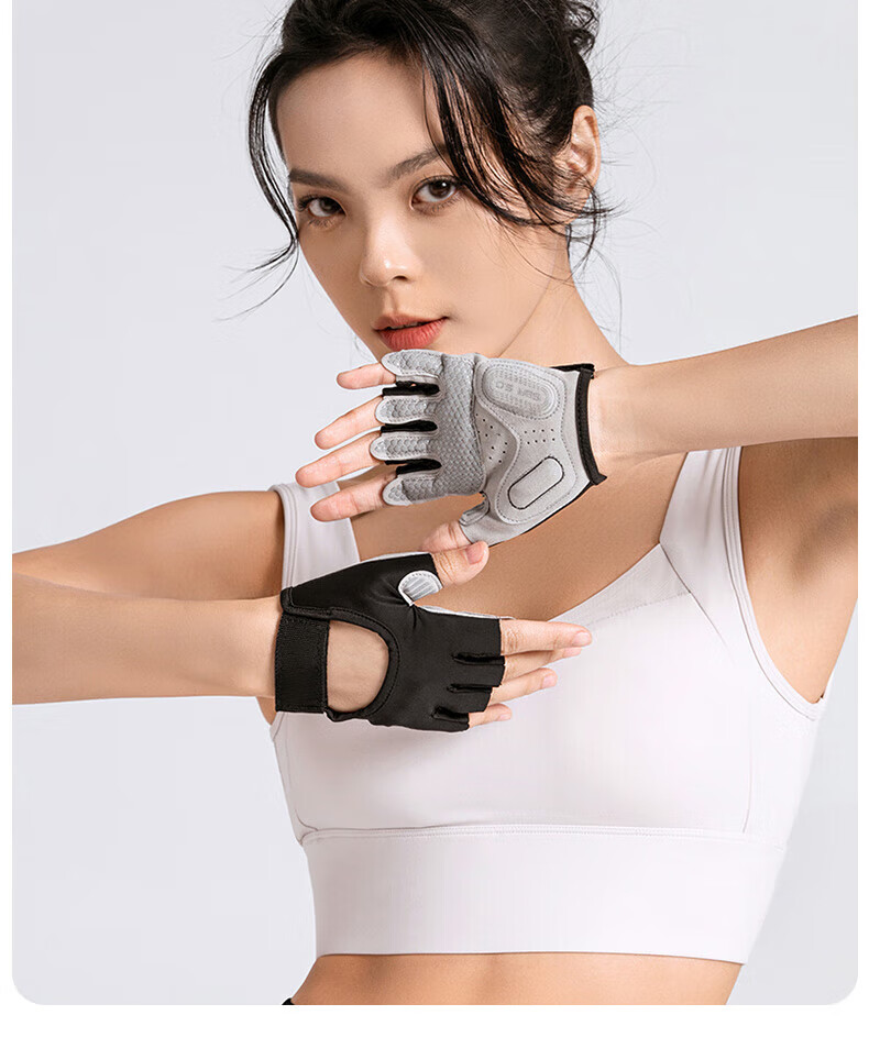 LAC Fitness Gloves for Women, Sports Barbell Dumbbell Cycling Half-Finger Breathable Palm Protection Silicone Non-Slip Quick-Release 10