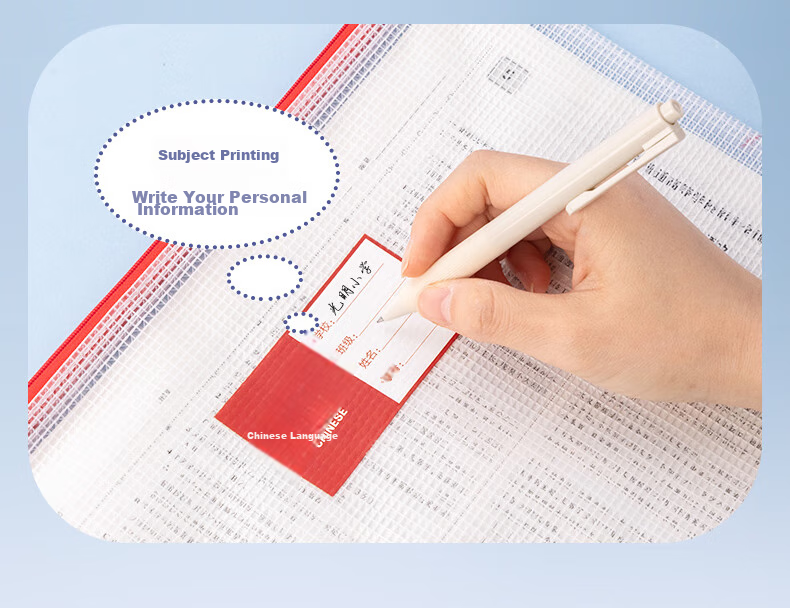 Deli A4 Subject Classification Zipper Pouch Waterproof Pen Holder for School Supplies, Receipt And Exam Paper Storage, Transparent Mesh Document Organizer, Pack of 5, 33124 6