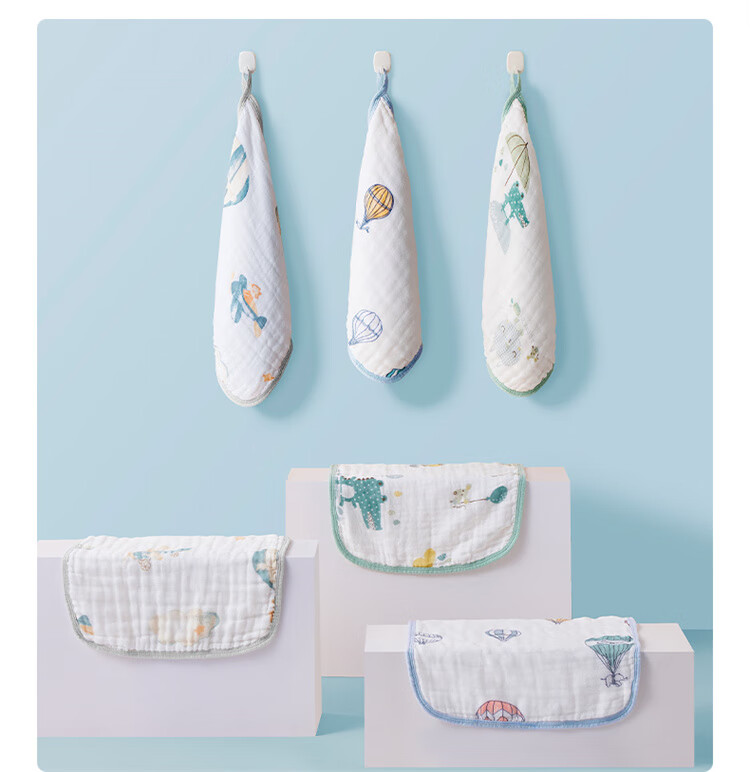 EMXEE Baby Drool Bibs, Newborn Handkerchiefs, Gauze Face Towels, Baby Washcloths, Face Wipes, Small Square Towels, Pack of 6 17