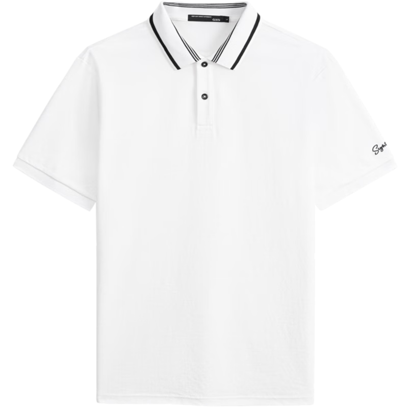 GXG Men's Summer Multicolor Embroidered Polo Shirt Short Sleeve White 170/M