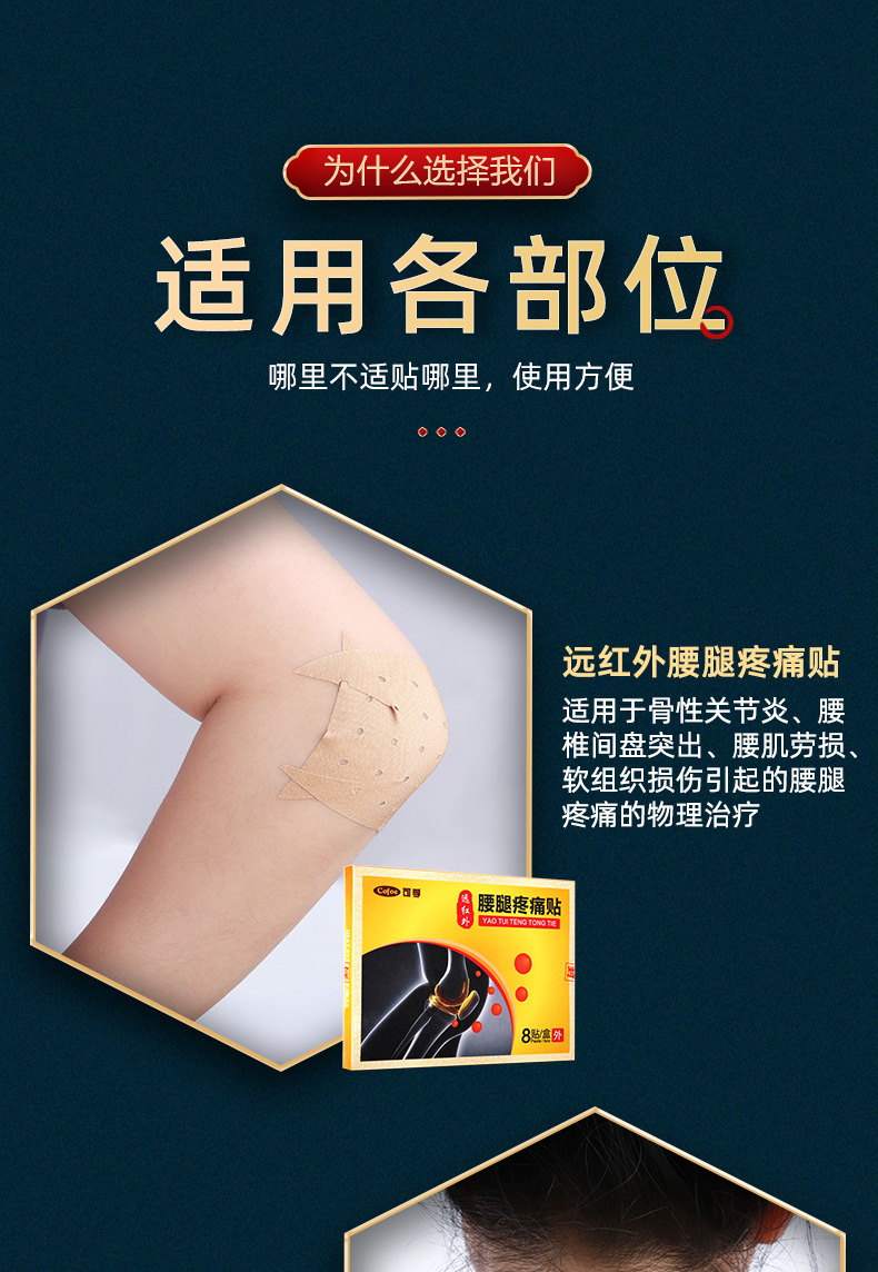 可孚腰腿疼痛腰间盘突出专用疼痛贴腰肌劳损 远红外腰腿疼痛贴三盒装