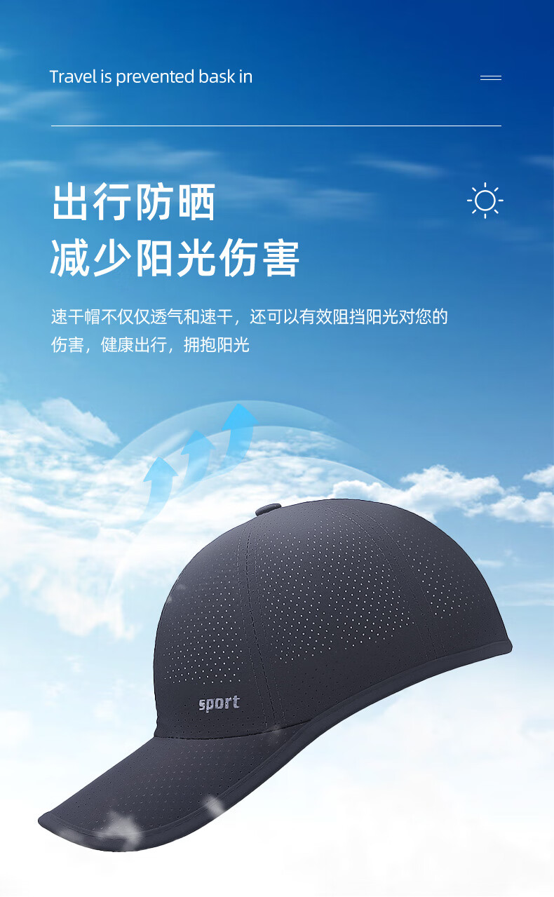 GRGN Men's Summer Lightweight Quick-Dry Baseball Cap, Outdoor Sun Protection, Casual Fishing Hat for Wome 2