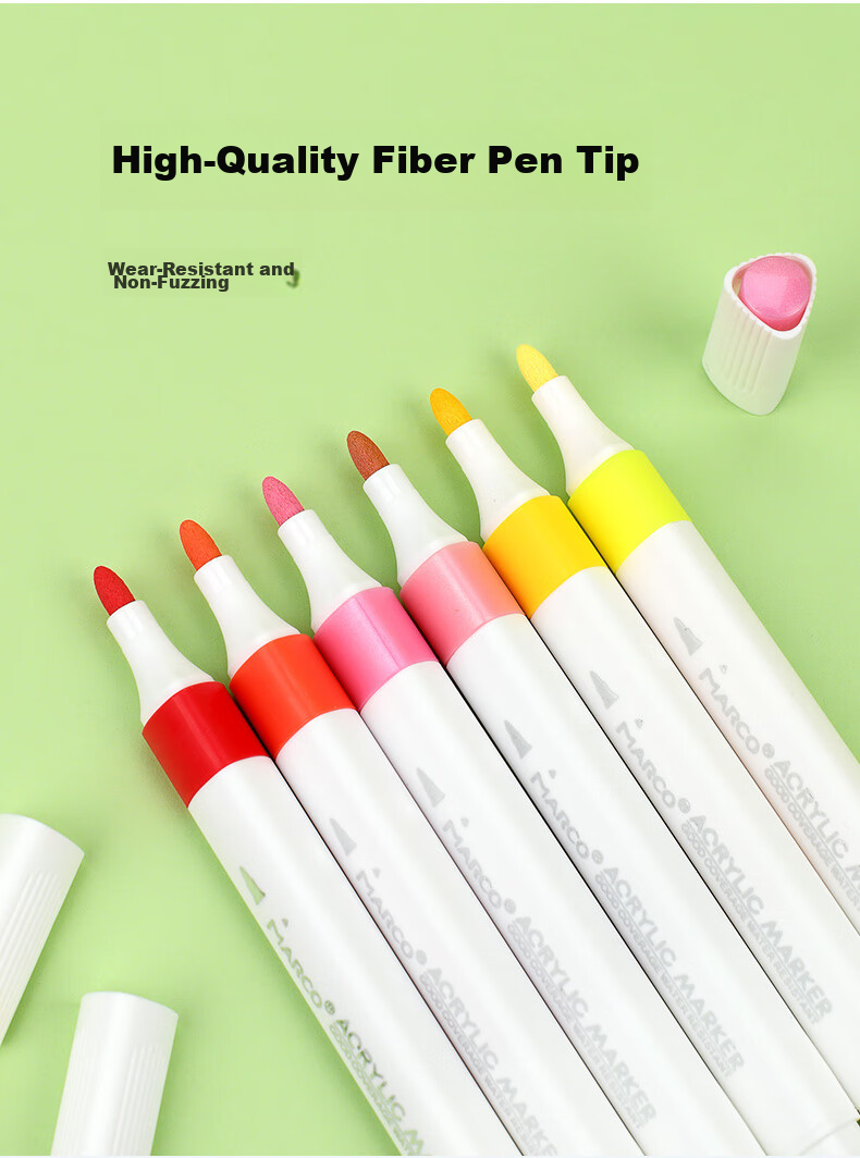 MARCO 24-Color Acrylic Markers, Waterproof Paint, Watercolor, Fluorescent Markers, for Children, Students, Kids, Parent-Child Drawing, Gift Box, Back-To Gift, Watercolor Pens, Art Educatio 3