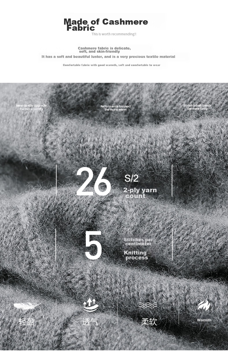 Hengyuanxiang Men's Cashmere Sweater, Autumn And Winter Thickened 100% Pure Cashmere, Business Casual Base Layer Knit Sweater, Winter Warm Clothing 2