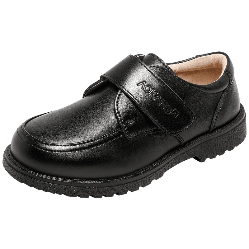 Aokang Boys' Shoes, New Summer 2026 Style, Black Genuine Leather Soft-Soled Shoes for Male Students And Children's Performances, Small Dress Shoes