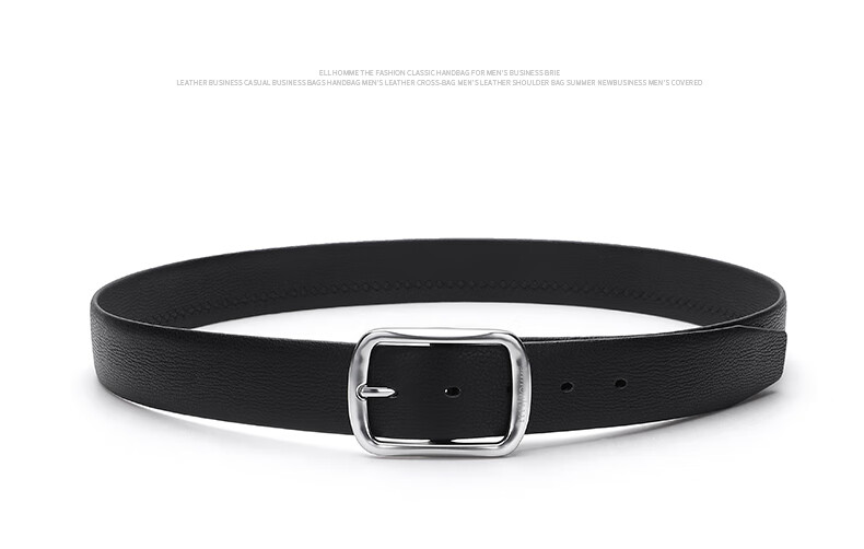ELLE HOMME Men's Leather Belt with Pin Buckle, Top-Grain Cowhide Casual Trouser Belt for Men, Birthday Gift for Boyfriend 9