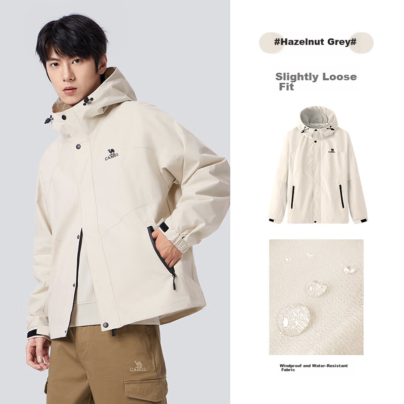 CAMEL Mountain And Sea Jacket for Men And Women, Trendy Windproof Casual Sports Outdoor Hiking Coat for Spring And Autumn M13CA6V040