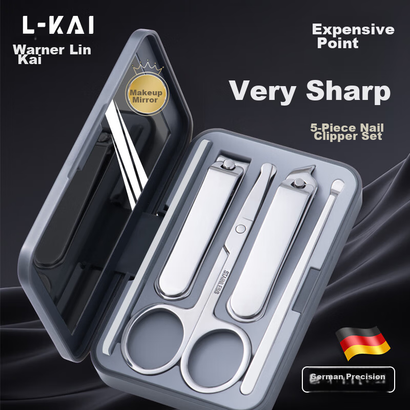 Huanlinkai Nail Clipper Set with Nose Hair Trimmer, Ear Pick, And Customizable Tools