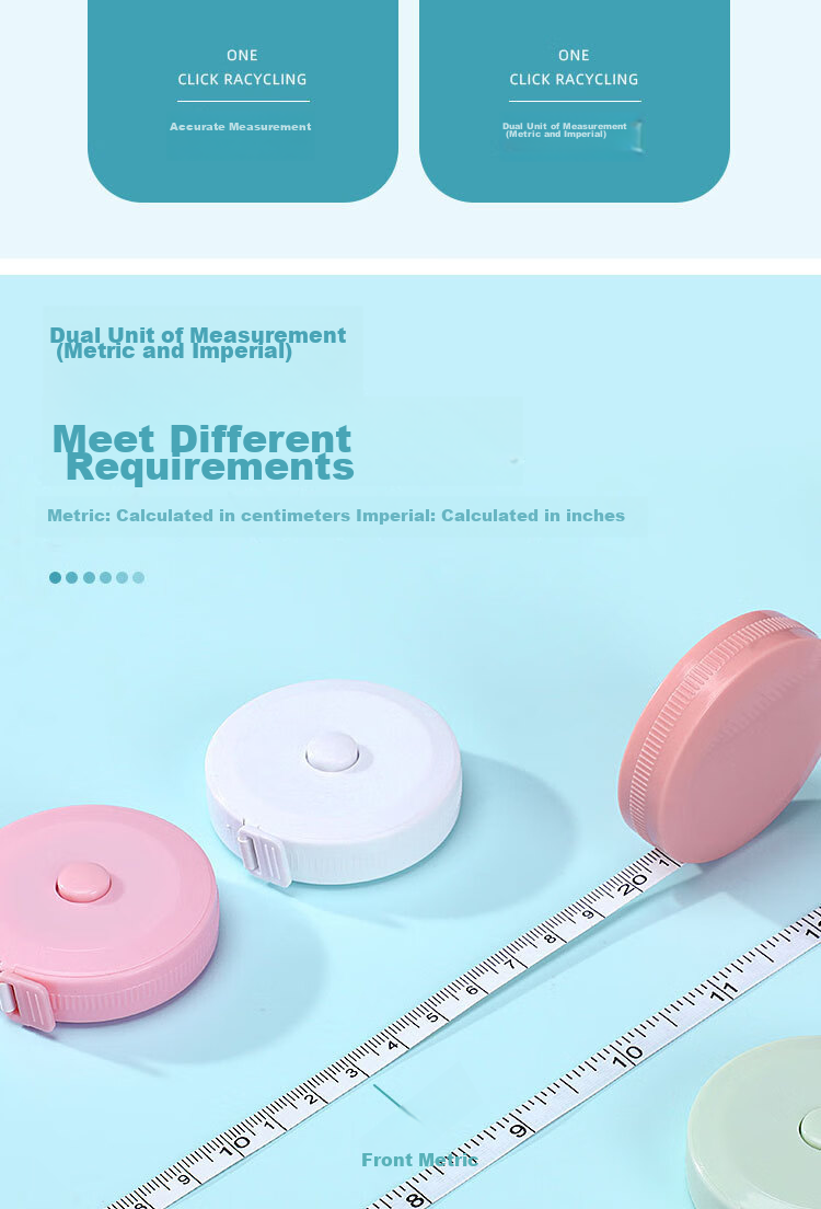Siyicai Mini Tape Measure for Students, Soft Measuring Tape for Height And Body Measurements, Automatic Retractable Easy-To Clothing Measuring Tool, Nordic Pink 1.5 Meters 5