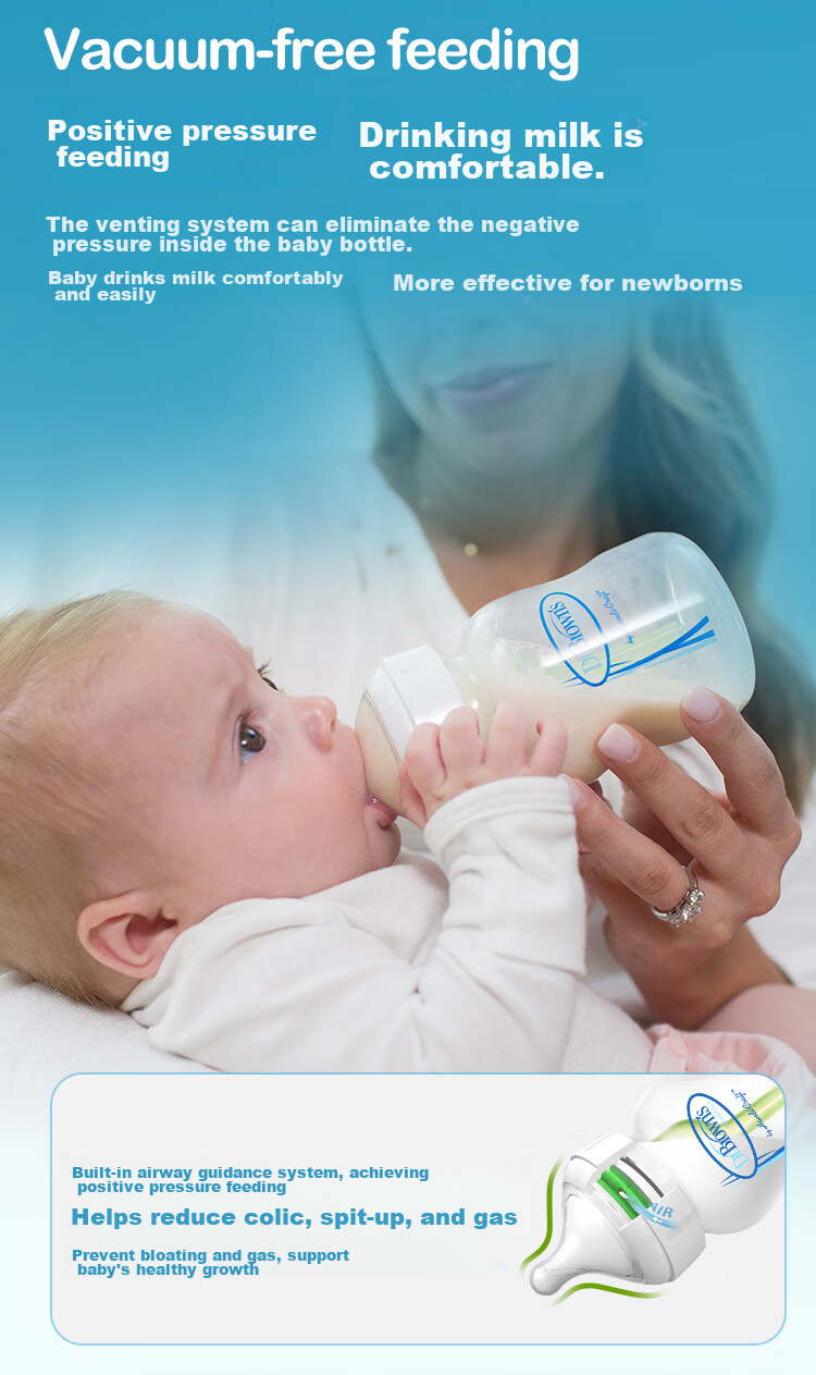 Bulangboshi PP Baby Bottle, Newborn Anti-Colic Bottle, 0-6 Months Growth Bottle, Wide Neck Bottle, 7-Piece Gift Box Set 9