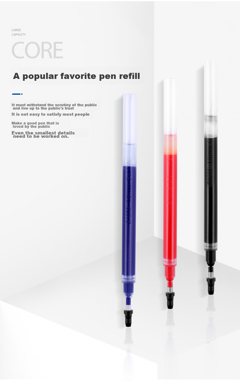 BAOKE PS1920 1.0mm Large Capacity Gel Pen Refills Bullet Tip Water-Based Pen Signature Pen Refills Blue 12 Pieces/Box 5