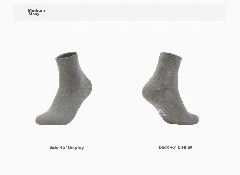 XTEP Men's Sports Running Socks, Sweat-Wicking And Moisture-Absorbing Breathable Socks, Beige + Medium Gray + Black, One Size Fits All 8