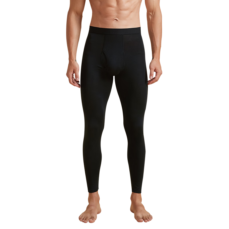 MiiOW Modal Autumn Long Johns for Men, Tech Heated Thermal Underwear, Visible Dermal Fleece Single Pants, Men's Thermal Underpants, Tungsten Black, 2XL