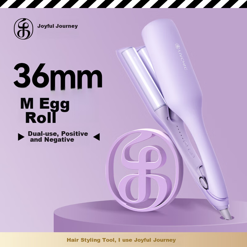 LivChic [Same As Celebrity Hairstyle] Egg Roll Hair Curler 36mm, Negative Ion M-Shaped Bidirectional Egg Roll Clip, Hair Protection Curling Iron, Hair Straightener, Curling Tool, Egg Roll Bar S5
