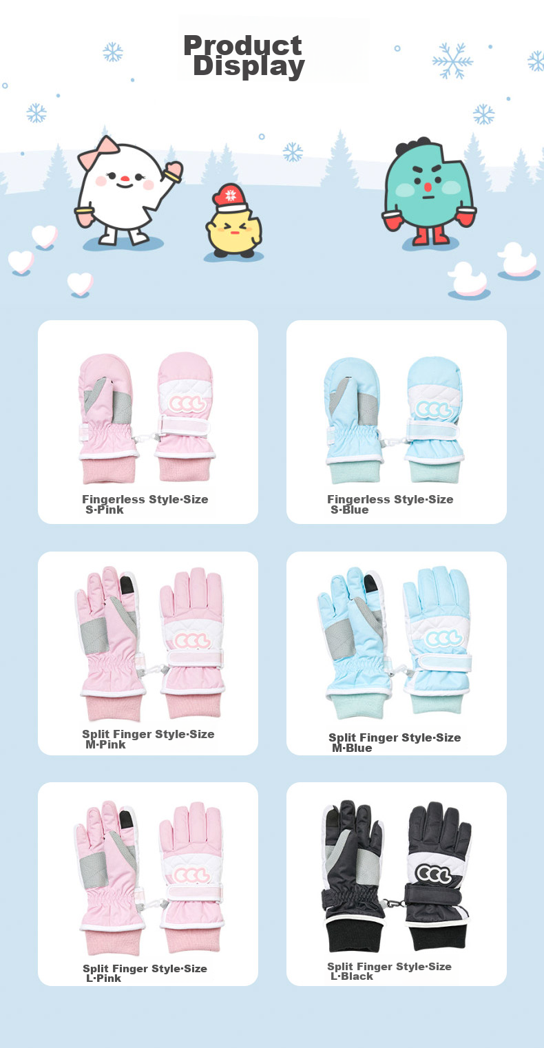 COCOLIC Children's Ski Gloves, Winter Cartoon Design, Fleece-Lined, Thickened Cotton, Warm, for Boys And Girls, CCL-201L01 9