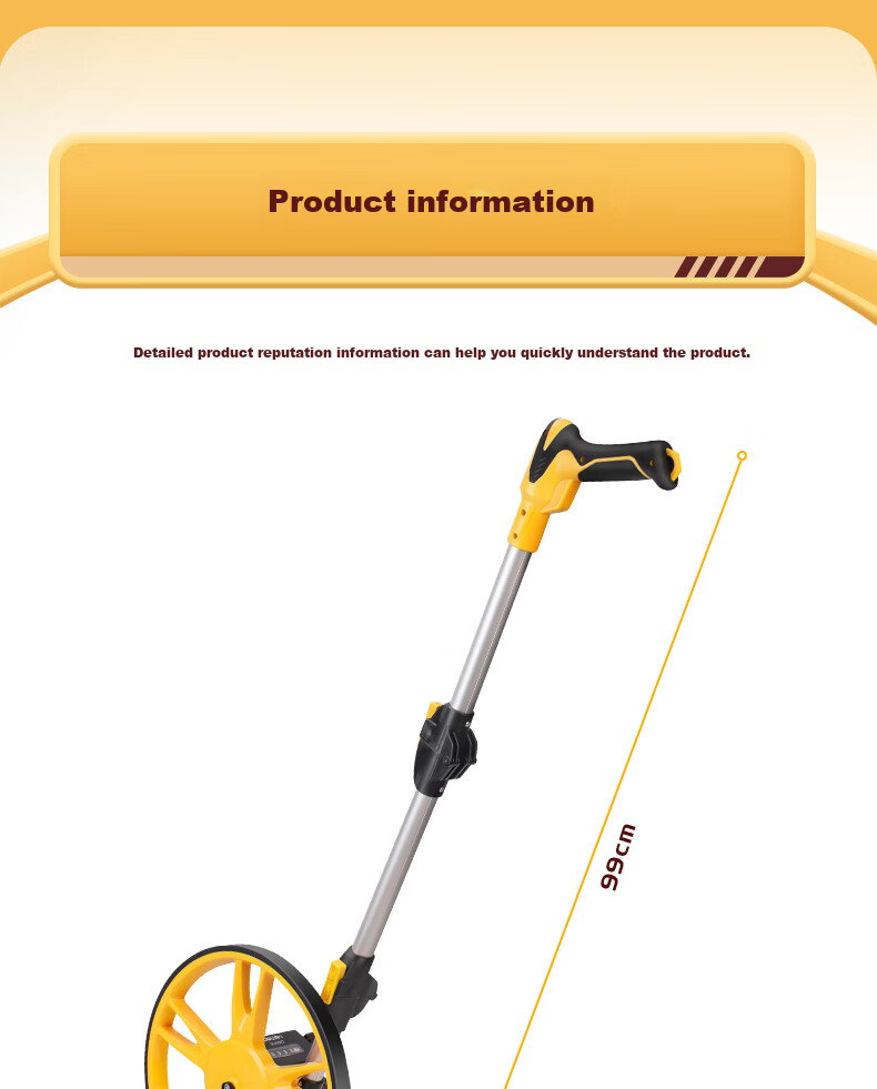 Deli Wheel Measuring Device, Double Folding Mechanical Measuring Wheel, Hand-Pushed Roller Ruler, Measuring Tool, 318mm Large Wheel 10