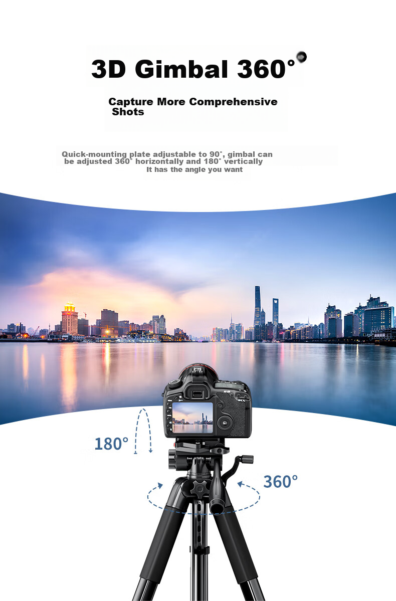 Shuotu Tripod, DSLR Camera And Mirrorless Camera Hydraulic 3D Gimbal Stabilizer, Photography Equipment, Portable Accessories, Phone Clamp, Vertical Shooting Quick Release Plate, Tripod Stand, 1.9 Meters 12