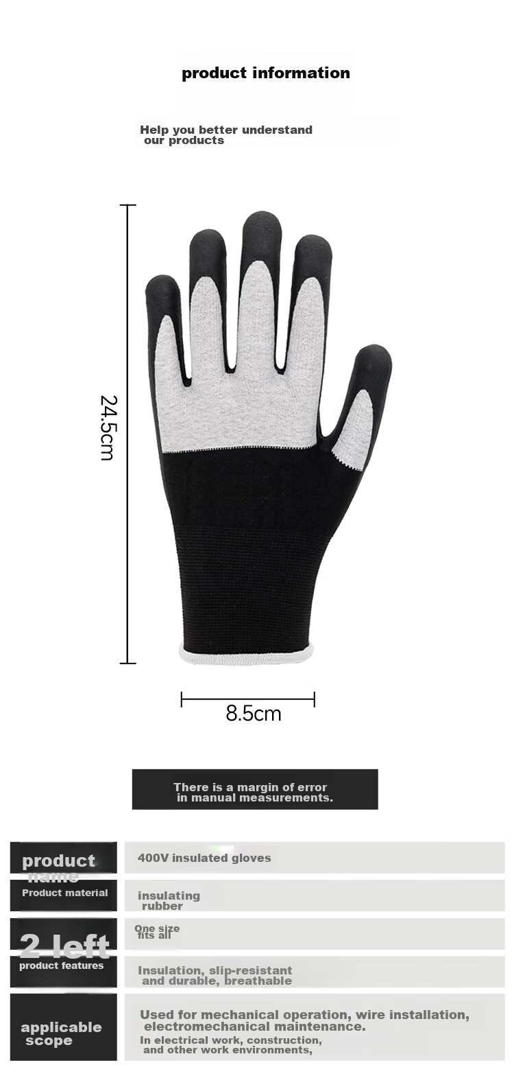 Ams Insulation Gloves, Low-Voltage 400V Electrical Work Anti-Leakage, Anti-Induction, Anti-Electric Shock Specialized, 1 Pair AMS502 7