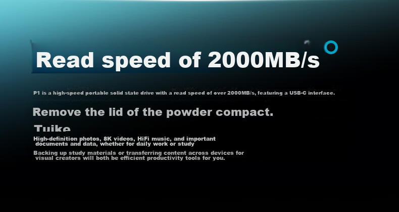 Aigo 500GB Portable Solid State Drive (PSSD) P1 Type-C USB3.2 Read Speed 2000MB/s Direct Phone Connection Portable Gaming External Hard Drive 3