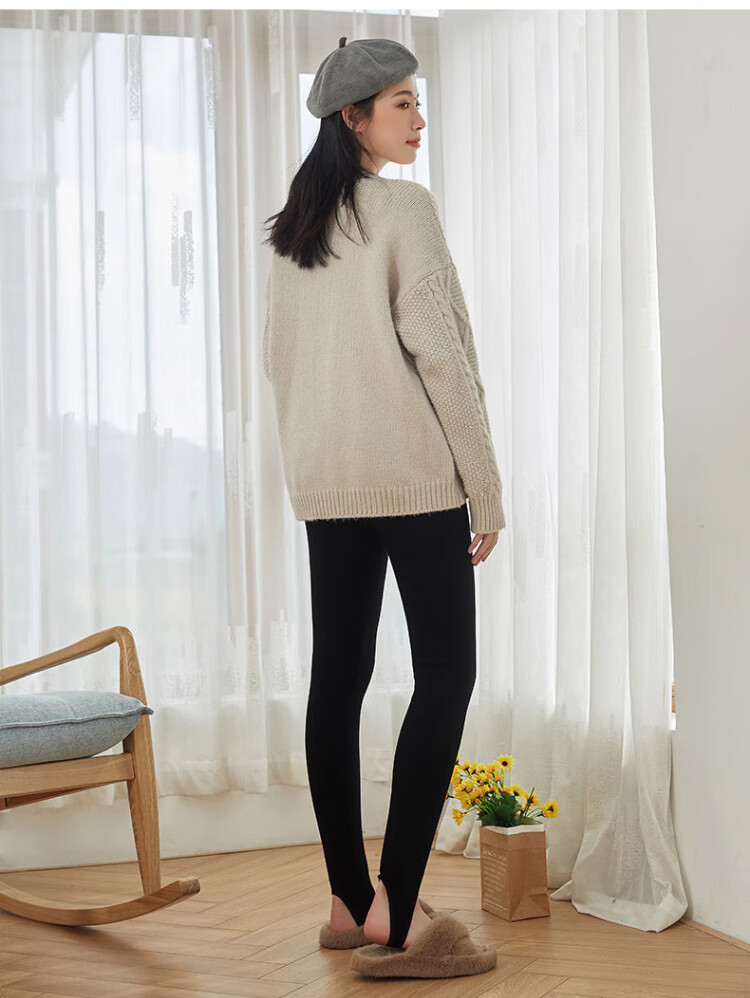 LangSha Thermal Leggings, 100% Golden Silk, Women's Warm Pants for Autumn And Winter, Fleece-Lined High-Waist Extra Thick Anti-Cold Tights for Northeast China 26