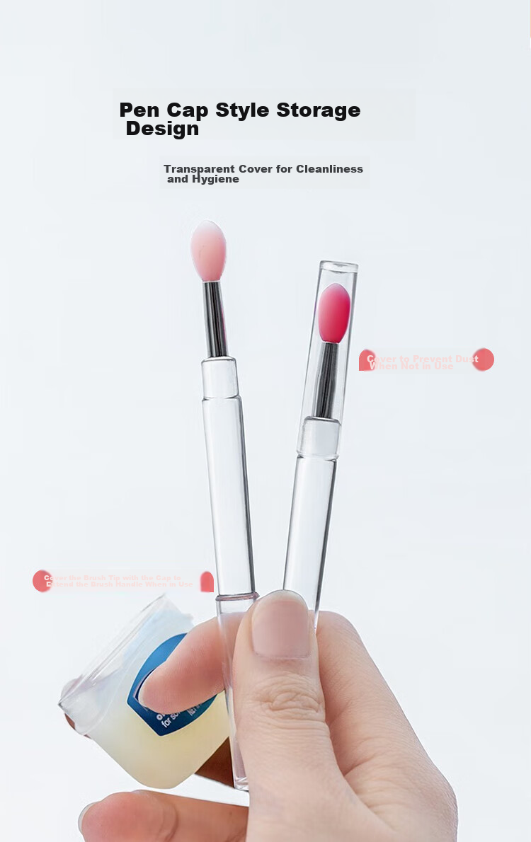 Meifuyu Silicone Lip Brush, 3 Pieces with Lid, Portable Lip Mask Brush, Lipstick Scoop, Application Stick, Lipstick Brush, Makeup Brush MF8314 10