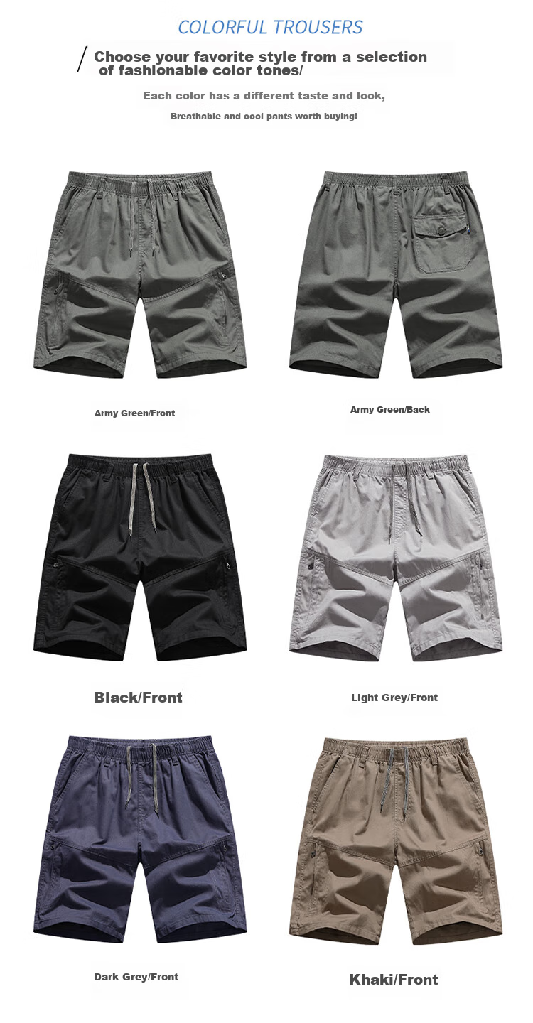 TUCANO Men's Summer Cotton Casual Cargo Sport Breathable Lightweight Dark Gray Shorts XL 4