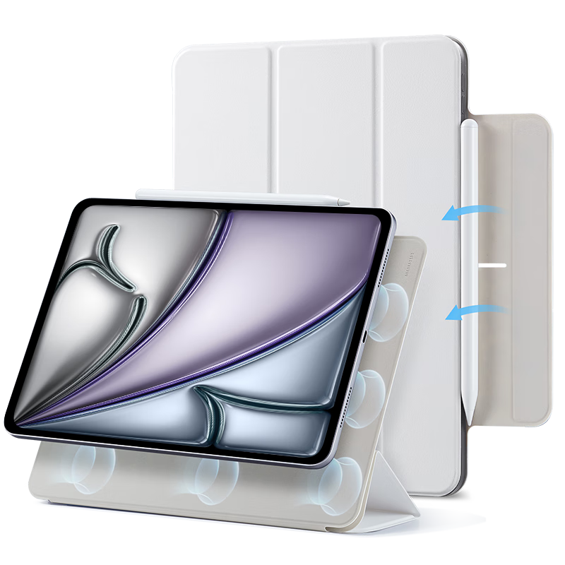 ESR [Stain-Resistant] Case for IPad Air 8/7/6/5/4, Compatible with IPad 11/10.9-Inch Magnetic Double-Sided Clip 2026M4 Case for Apple Tablet 18 Pro Thin White