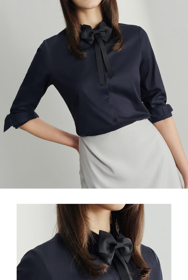 G2000 Mall-Matching Detachable Bow Tie Top Long-Sleeve Shirt 41223023G2, White, Size 34 13