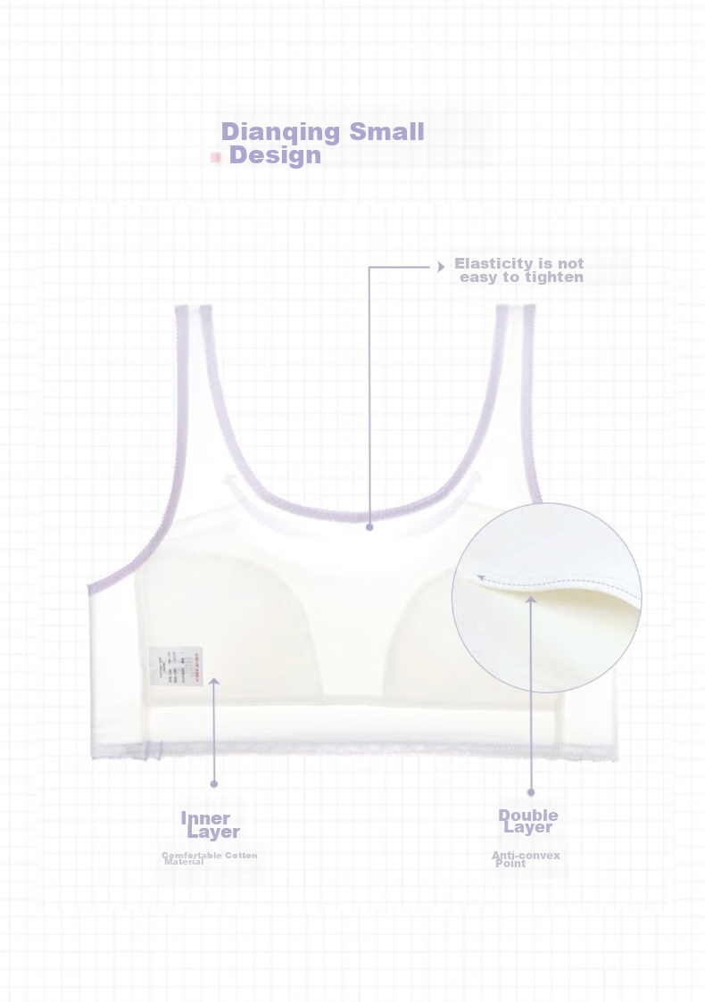 Aimer Junior First Stage Student Milk Skin Vest, Girls' Puberty Vest-Style Underwear Bra, First Stage Off-White, Size 170 9