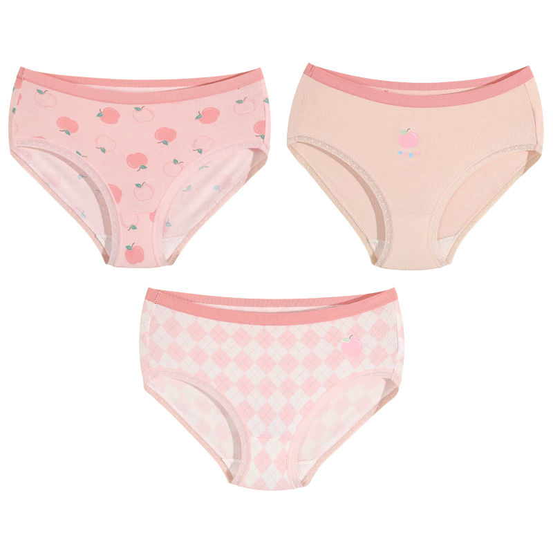 Hodohome Children's Underwear, Girls' Panties with Mulberry Silk, 3A Grade Antibacterial Crotch, Triangle Shorts, Cotton And Spandex Bottom, 302 120
