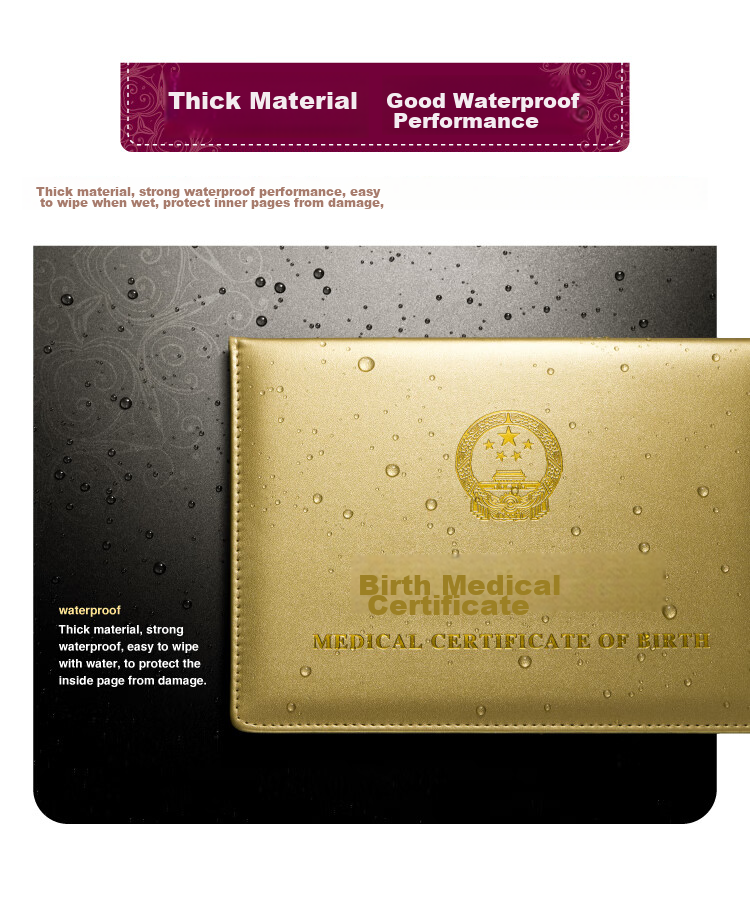 DSB Birth Certificate Protective Cover + Vaccination Record Book Cover, Baby Medical Document Outer Case (Set of 2), Thickened, Gold Color 3