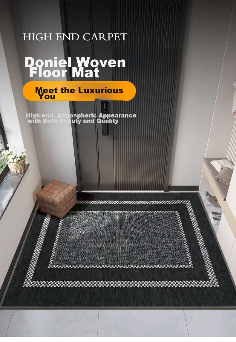 Modouyu Entrance Door Mat, 80*120cm Checkered Pattern, Foot Mat for Entryway, Bathroom, Foyer, Wear-Resistant, High-End Carpet 3