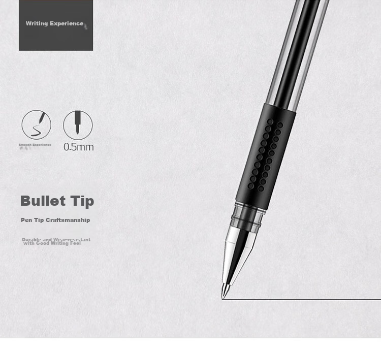 GuangBo Gel Pen Signature Pen, 0.5mm Black Bullet Tip, Soft Grip, Pull-Cap, Classic Office Business Signature Pen Stationery, Pack of 12, ZX9009D 7