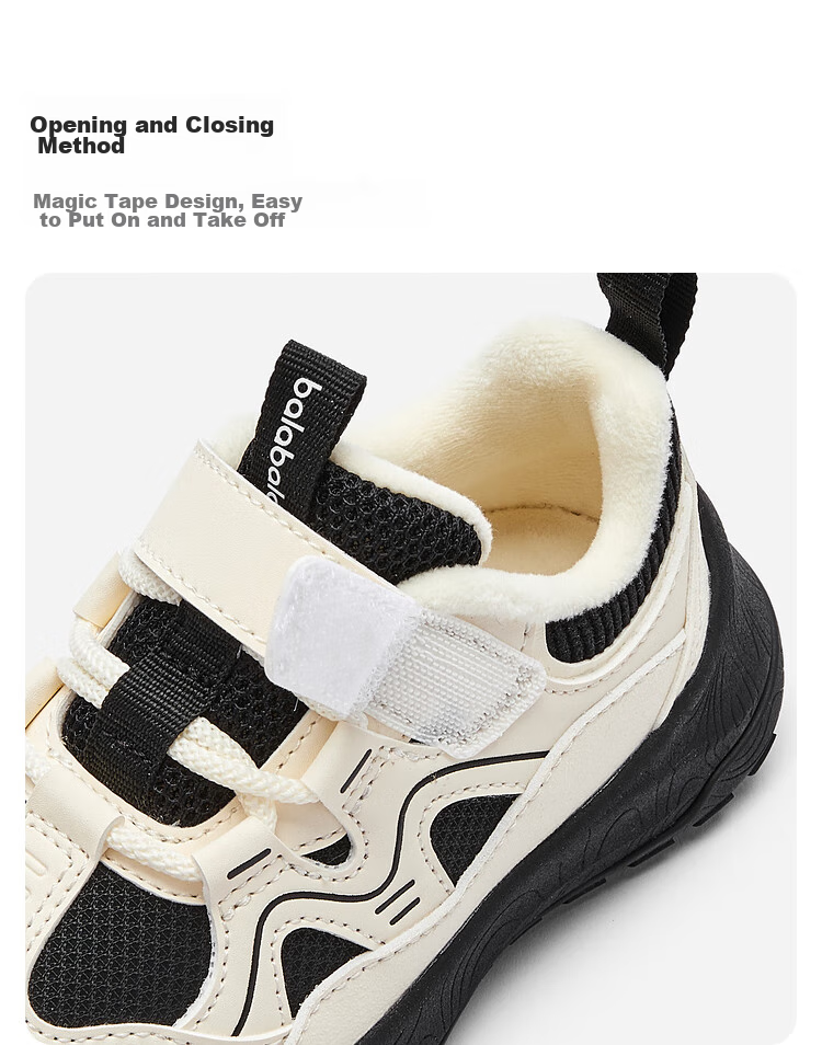 BALABALA Children's Shoes, Toddler Walking Shoes for Boys And Girls, Autumn And Winter Outdoor Steady Walking Fleece-Lined Non-Slip Footwear for Babies 18