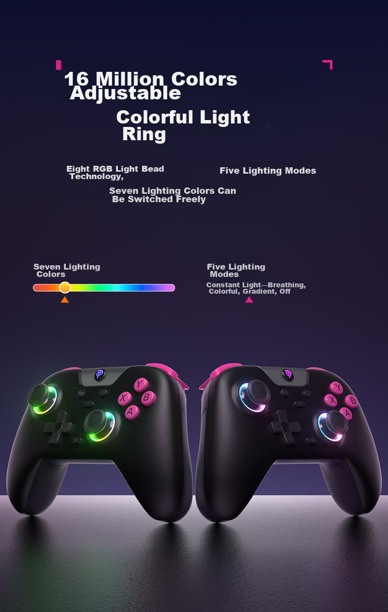 Easy SMX Wireless Game Controller X05 for Switch, Bluetooth Compatible with PC, Steam, Android, iOS, Apple, PC Gaming Peripherals, Rose Black 6