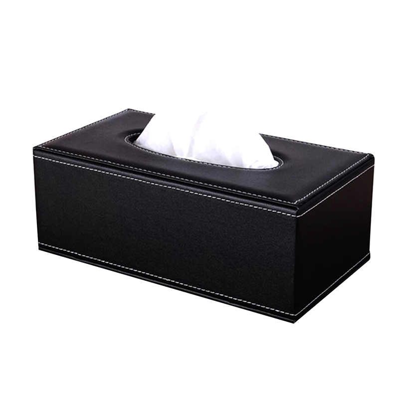 Youbili Office Business Desktop Pen Holder Storage Box, Square Leather Tissue Box, Large Paper Towel Dispenser, 5037A